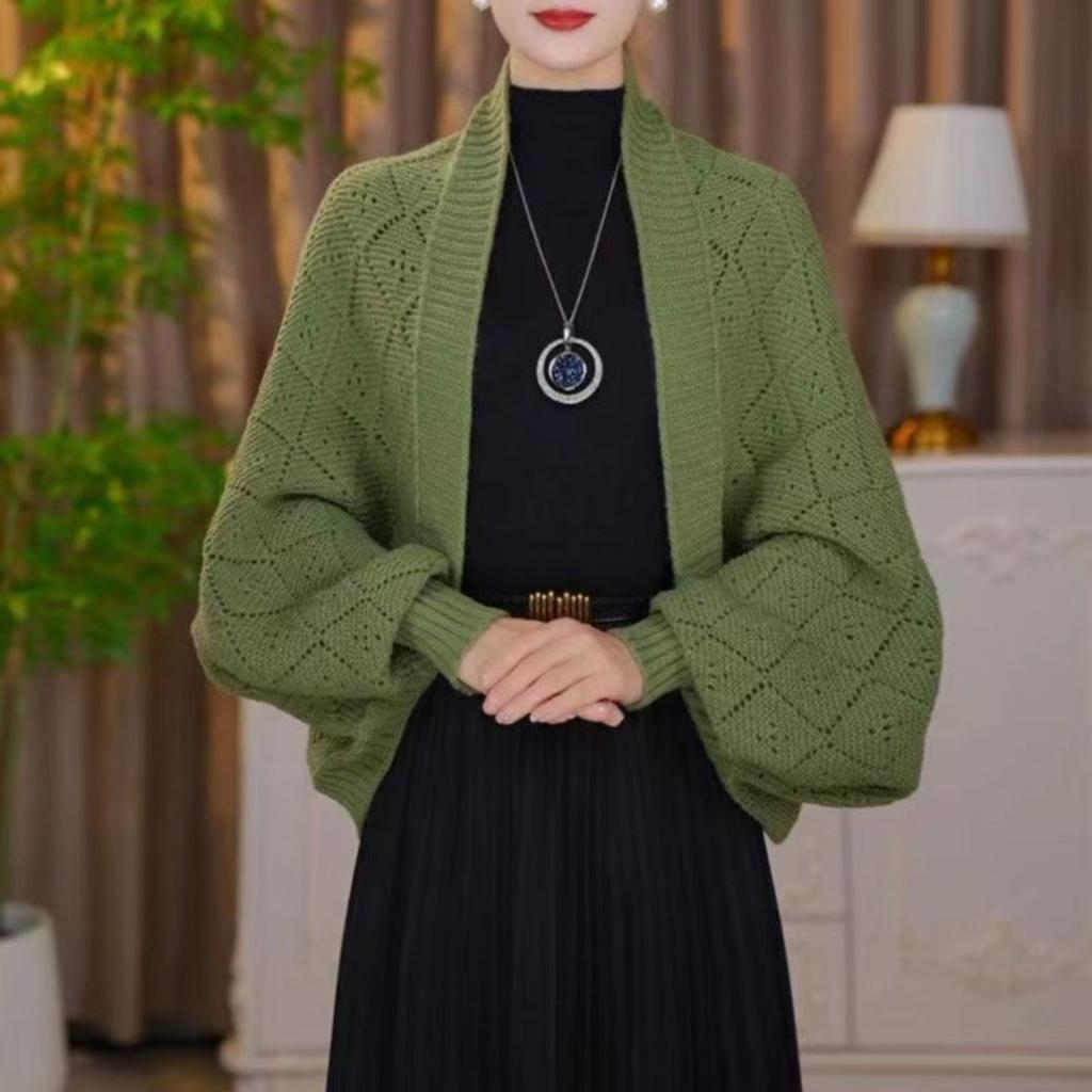 Autumn/Winter New Arrival: Knitted Close-Weave Check Shawl Warm, Versatile, Stylish & Elegant Cardigan Fashionable Outerwear