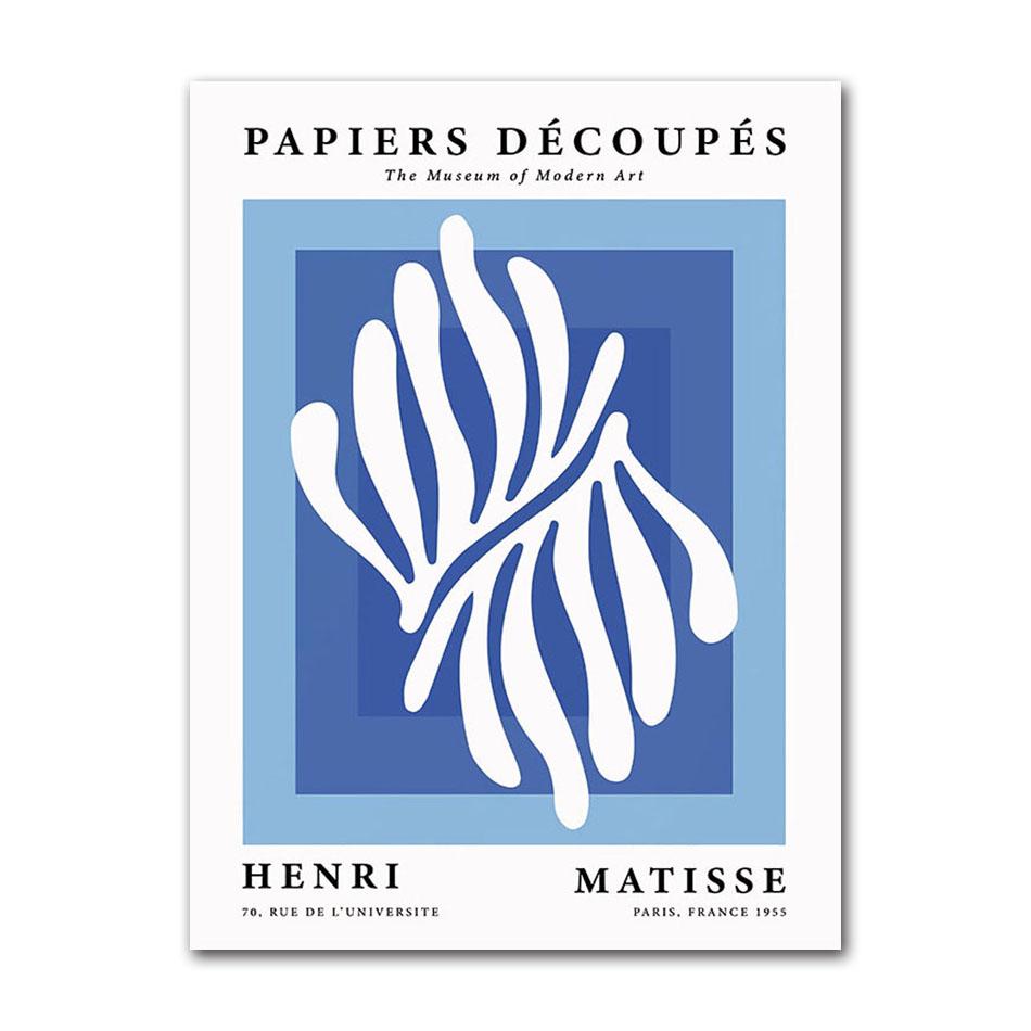 Abstract Blue Henry Mattis Bauhaus Picasso Coral Leaf Poster and Printmaking Wall Art Oil Painting Living Room Home Decoration 21X30CMNo Framed