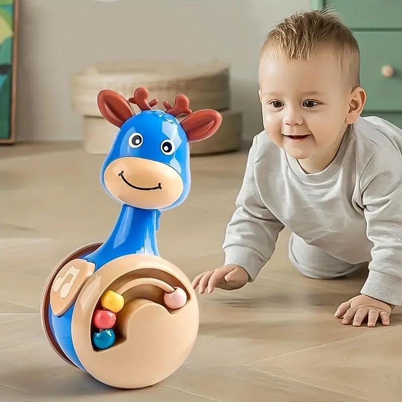 1PC Early Learning Deer Tumbler Toy For Kids - Perfect For Parent-Child Interaction, Ideal Birthday Gift Animal Toys