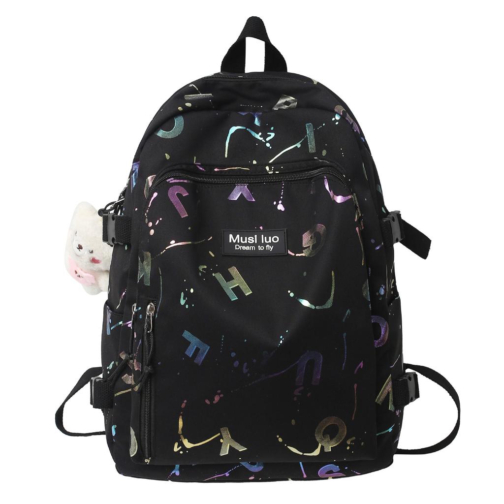 Schoolbag large graffiti reflective simple versatile casual large capacity Hansen high value back
