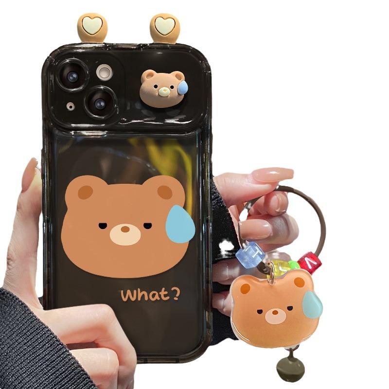 Applicable To Apple 15promax Mobile Phone Case IPhone 14/13 Bear Doll Pendant Xr/xs Flip Mirror Xs