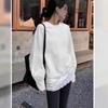 Women's White Lace Patchwork Long Sleeve T-Shirt - 2025 Spring Korean Style