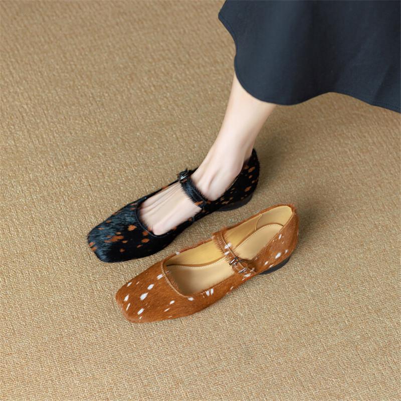 Fashion 2024 Spring Women Shoes Square Toe Chunky Low Heels Mary Jane Shoes for Women Horsehair Women Pumps Ladies Shoes Zaptos Mujer