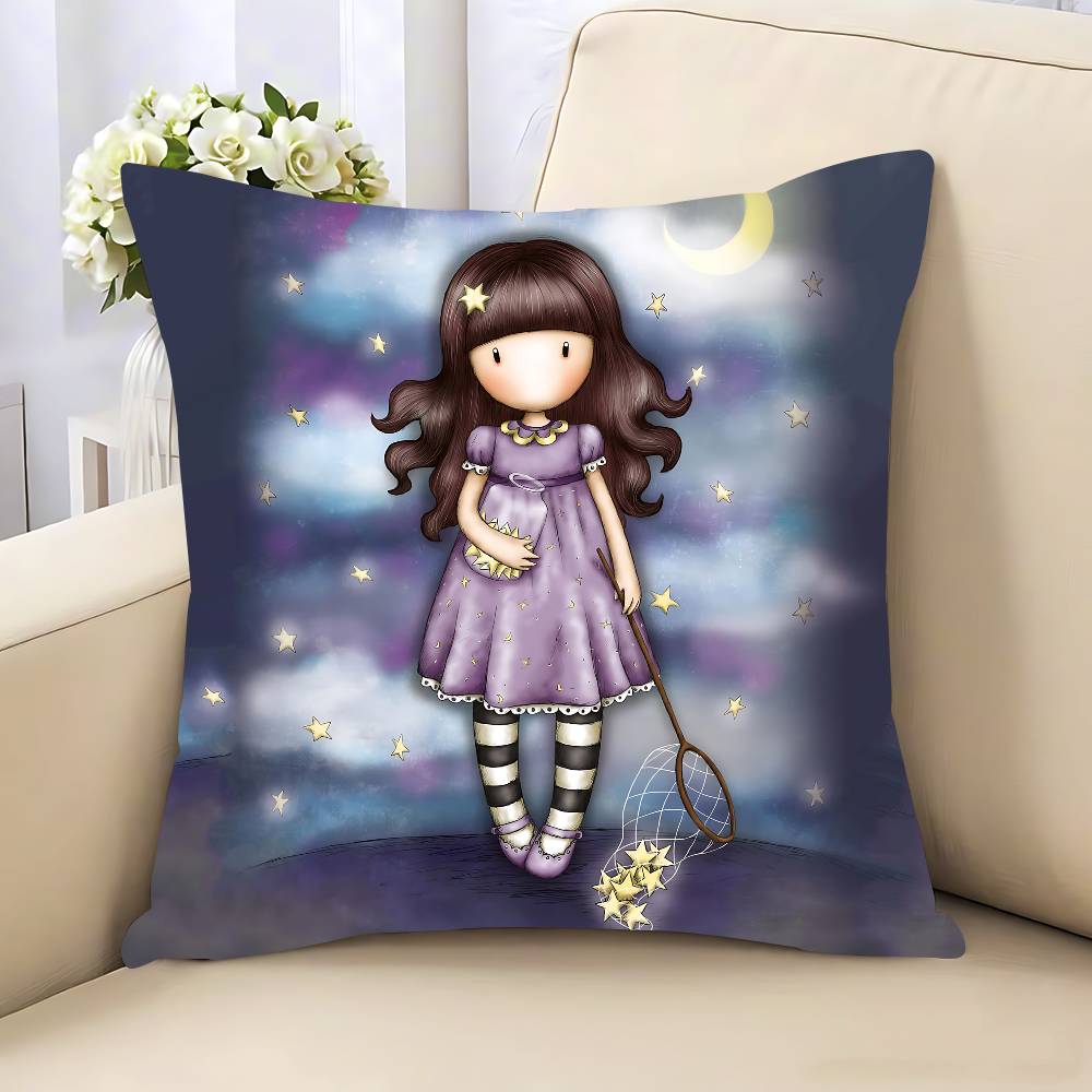 S-Santoro-Gorjuss Cute Cartoon Pillow Case Removable Washable Cushion Cover – All-Season Soft Linen