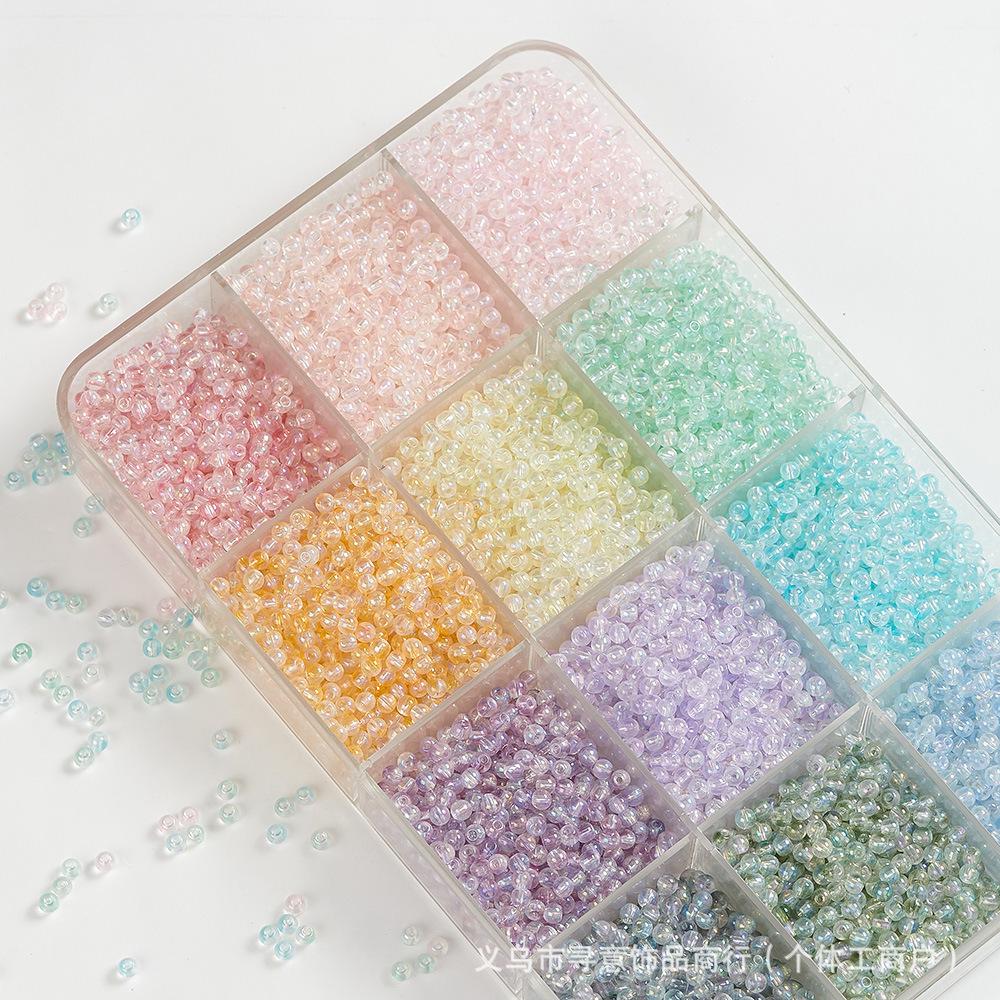 Iridescent AB Glass Rice Beads for DIY Jewelry – Colorful Beaded Bracelet & Necklace Accessories