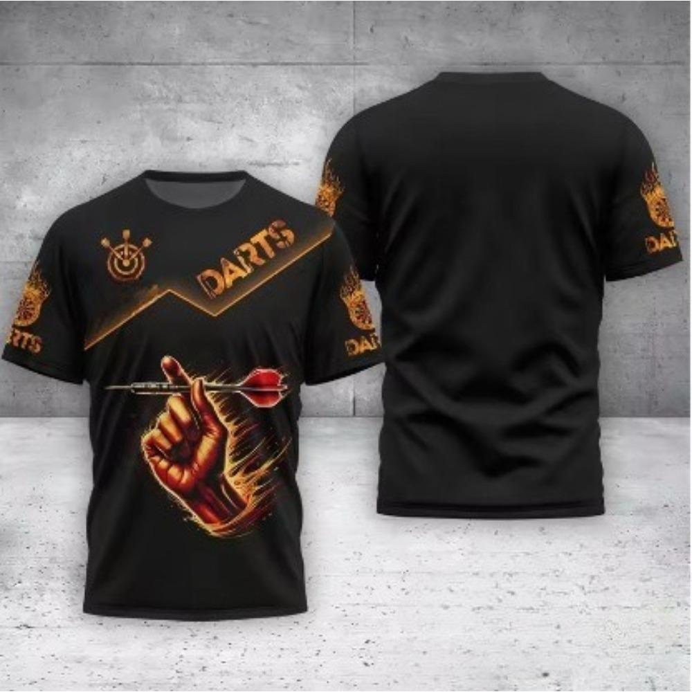 Neues 3D-gedrucktes Dart Herren Sommer Kurzarm Modisches Rundhals Locker Lässig Übergröße Personalisiertes T-Shirt
