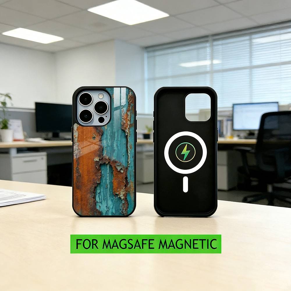

Industrial Style Retro Rusty Phone Case For iPhone17,16,15,14,13,12,11 Plus,Pro Magnetic with Magsafe Wireless Charging iPhone17Pro