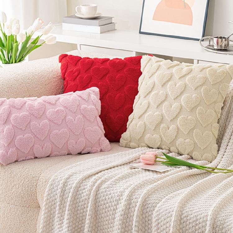 2Pack Valentines Day Pink Plushes Cushions Cover Decorative Pillow Case for Home Ambiances for Sofa Bed Decorations
