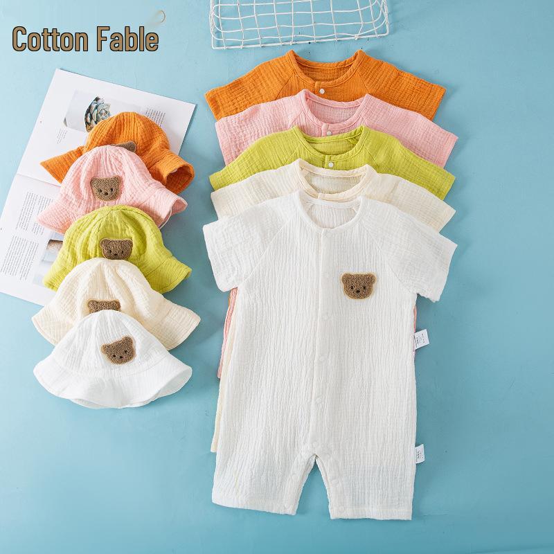 Infant Short Sleeve Summer Pajamas - Pure Cotton Gauze Baby Romper