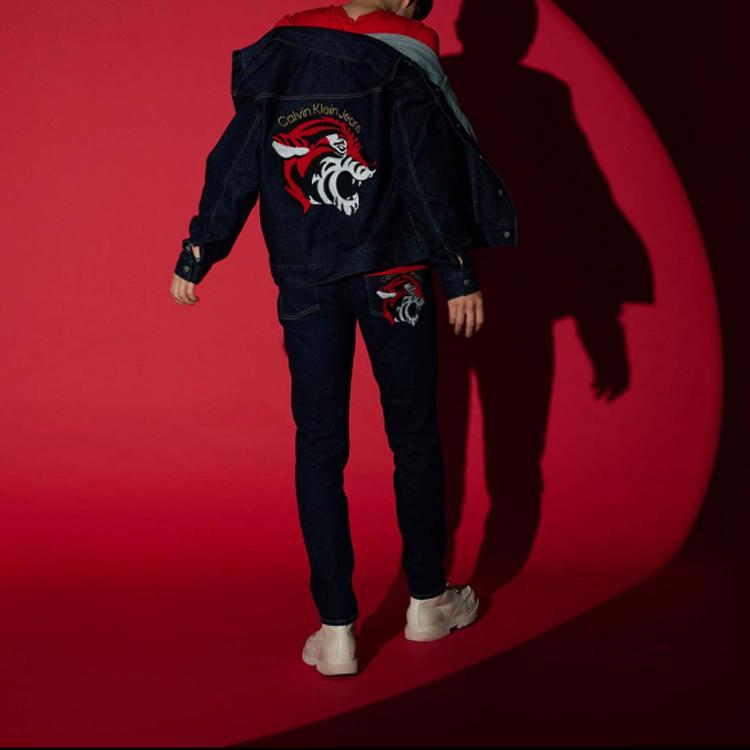 Calvin Klein Tiger Embroidered Denim Jacket Men Jackets Dark-Blue J319942-1BJ