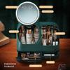 Cosmetics Storage Box 360°Rotating Mirror Surface Usb Charging Three Levels of LED Cosmetic Storage Box Desktop Storage Tools