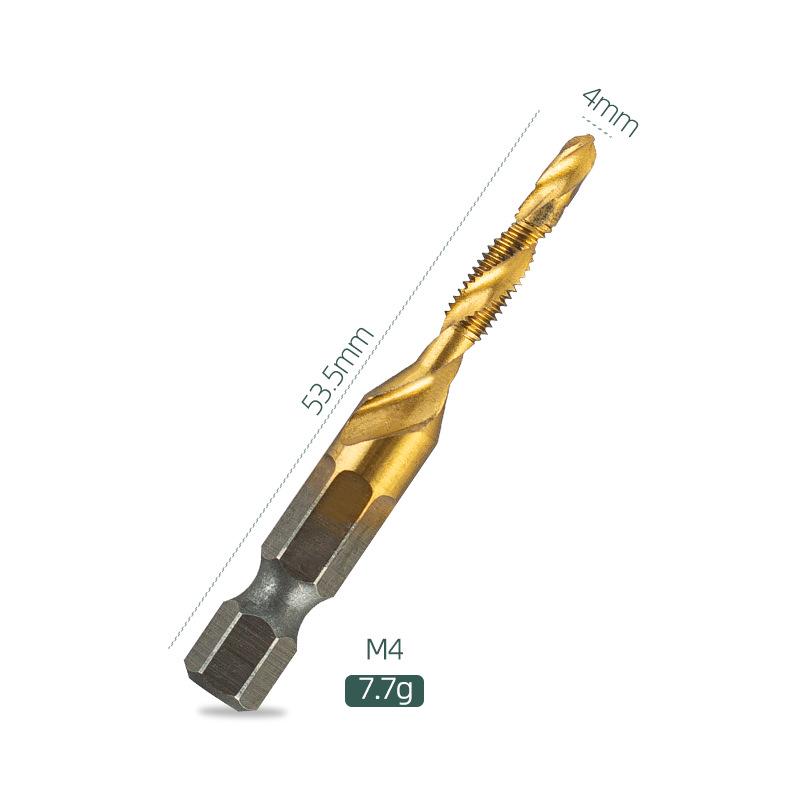 Yunbei Titanium-Plated High-Speed Steel Spiral Tap Drill with Hexagonal Shank