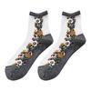 1Pair Women's Summer Linen Pattern Retro Stitching Small Floral Socks