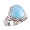 Natural Republic Larimar Gemstone 925 Solid Silver Jewelry Ring Size 5.5 L2e98