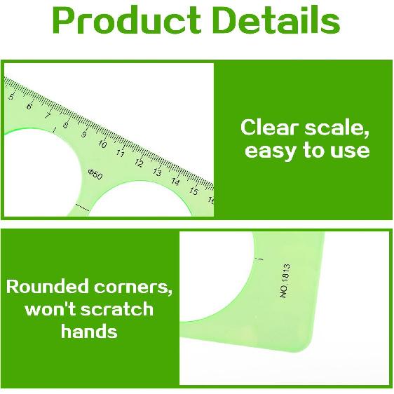 Circle Template for Drawing Drafting, 4Pcs Plastic Circle/Oval/Triangle Shape Stencil for Painting, Ymapinc Transparent Geometric Measuring Rulers