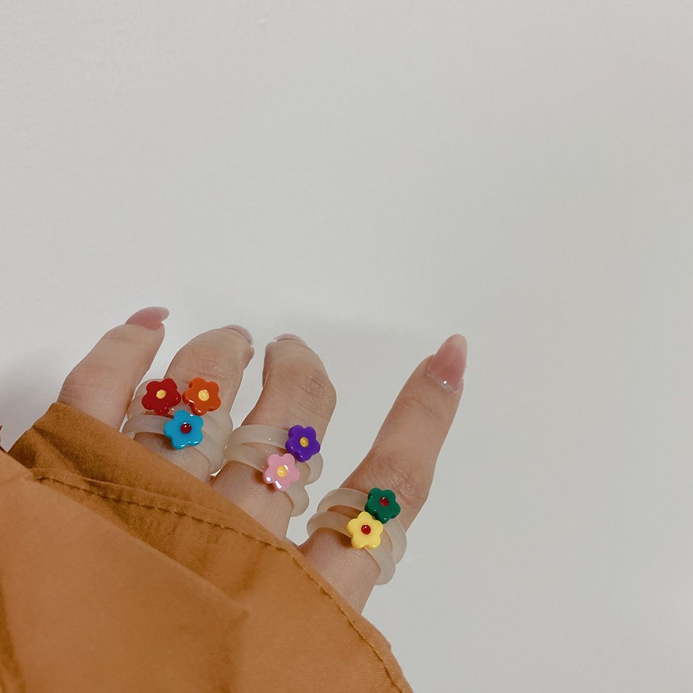 Transparent Cute Korean Girls Women Fashion Jewelry Acrylic Rings Resin Finger Rings