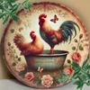Rooster Iron Wall Art Rustic Farmhouse Decor Kitchen Bathroom Country Round Metal Sign