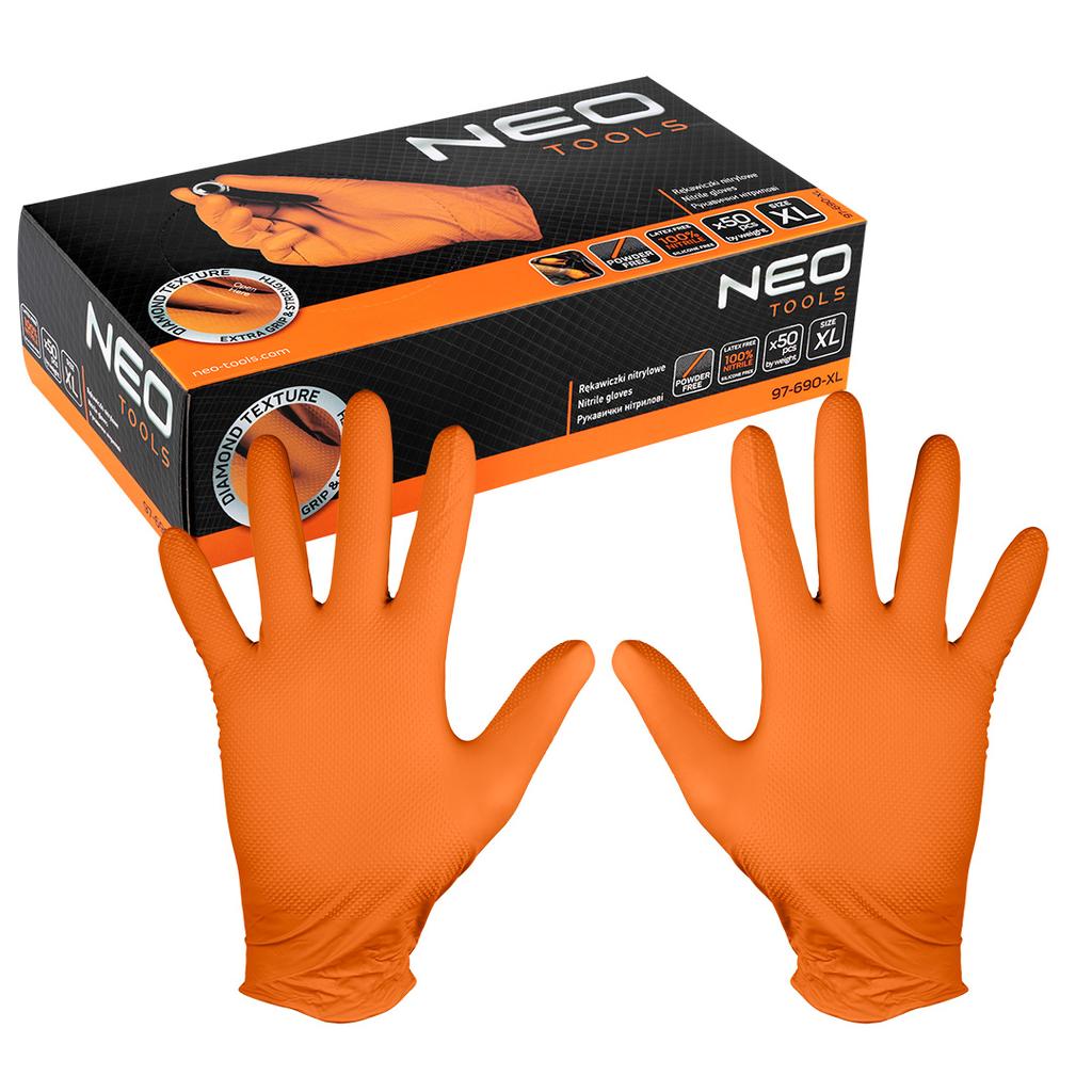 Nitrilhandschuhe, orange, 50 Stück, Größe XL
