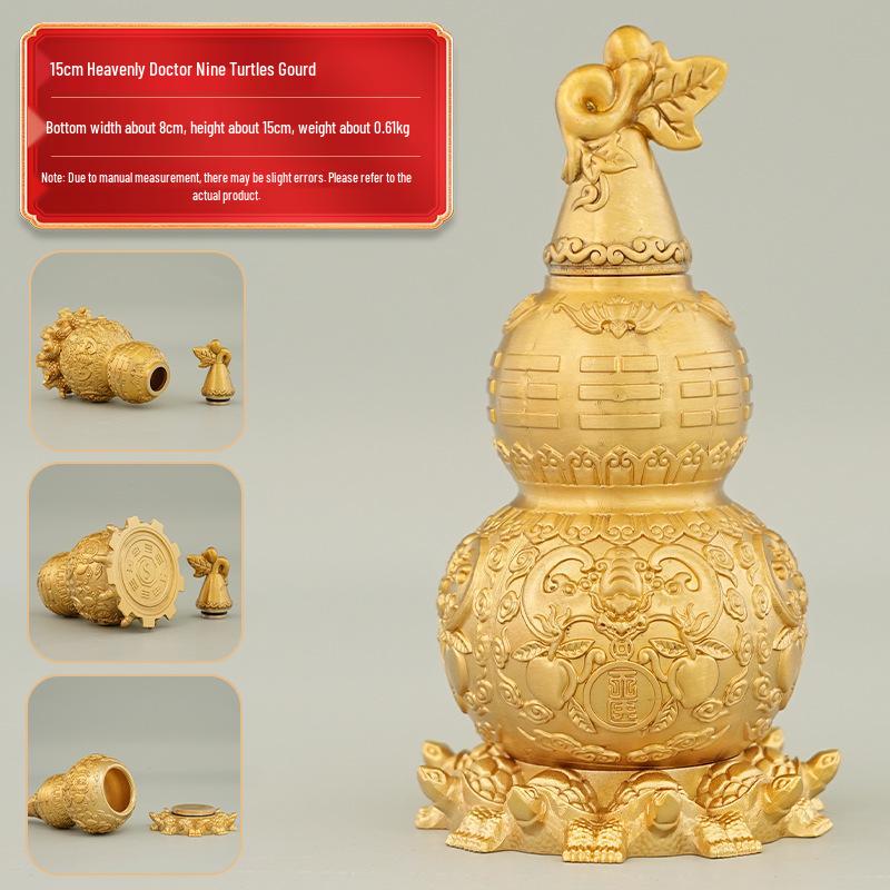 Brass Nine-Turtle Copper Gourd Bagua Desktop Decoration Ornament