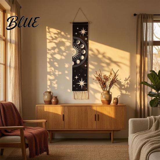 Bohemian Style Wall Star Prints Cotton with Tapestry Soft Hanging Fringed Sun Moon Unique Art