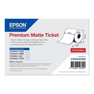 Epson Premium Matt Rolle (8 cm x 50 m) 1 Rolle(x) Tickets für Epson GP-C831, TM-C3400-LT; ColorWorks TM-C7500, TM-C7500G; TM…