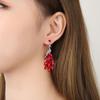 1 Pair Drop Earrings Vintage Rhinestone Peacock Golden Finish Luxury Elegant Green Faux Crystal Feather Dangling Earrings Fashion Jewelry