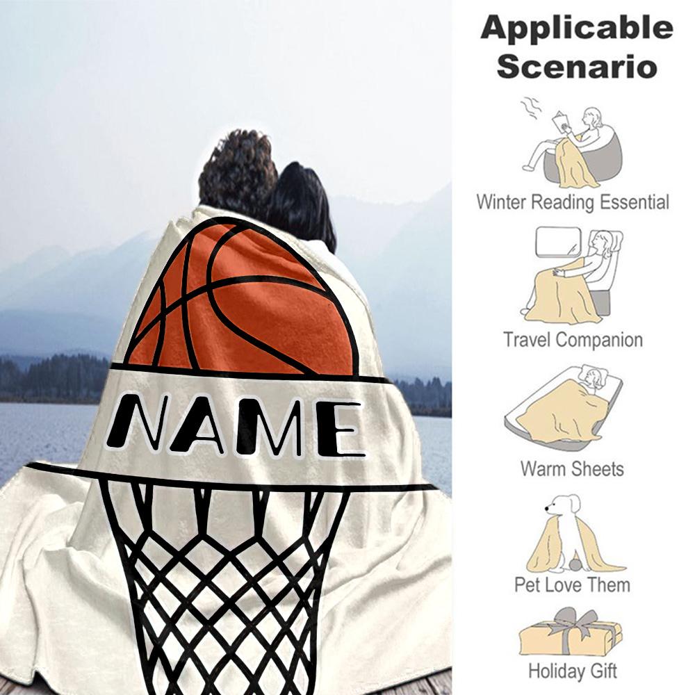Basketball65 Personalized Text Blanket Throw Personalized Blanket Warmthful Decor Perfect for Bed Nap Home Decor Office All-Season Use