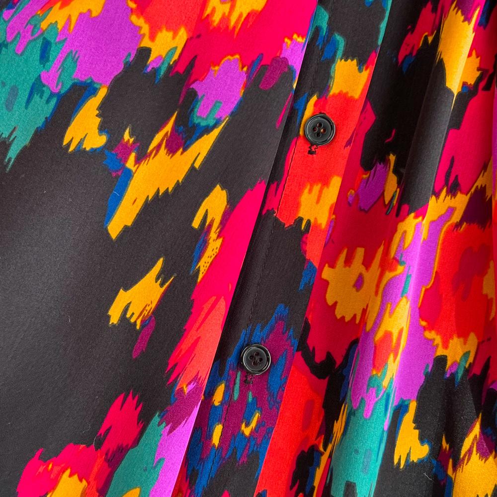 Nowa jesienna moda damska sukienka z kwiatowym nadrukiem skręcić w dół kołnierz z długim rękawem jednorzędowa linia w stylu vintage Midi sukienki imprezowe