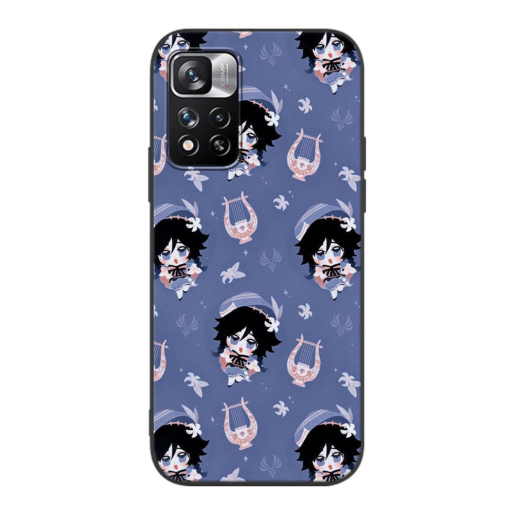 Cartoon Genshin Impact Case for Xiaomi Redmi Note 9S 9 8 10 11 Pro 9C 9A 7 8T 7A 8A 6A 6 10S Black Soft Silicone Phone Cover