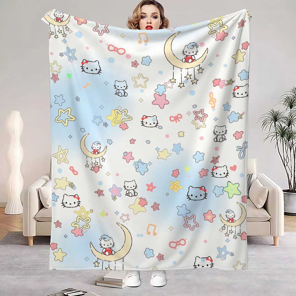 

Kawaii Hellos Cat Fluffy Soft Blankets for Bed Home Blanket Custom Bedroom Decoration Bedspread the Sofa Throw Warm Winter Knee 80x120cm(31x47inch)