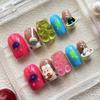 Glossy Hand Paint Thickness Acrylic Handmade Nail Sets 10PCS Multicolor Luxurious Gorgeous UV Gel Carved Artificial Manicure Art