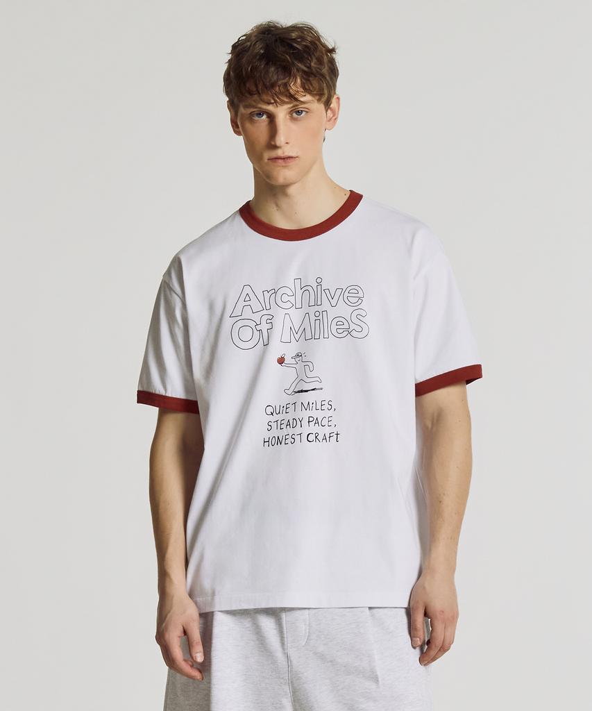 Nyuballanseu Nbneg2A103 / Uni Archive Pace Running Ringer Tee (White)