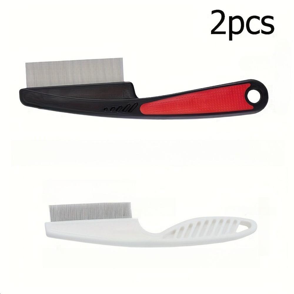

2Pcs Stainless Steel Fine-Tooth Comb, ergonomic ABS handle. Gentle detangling, dandruff removal for adults and pets.