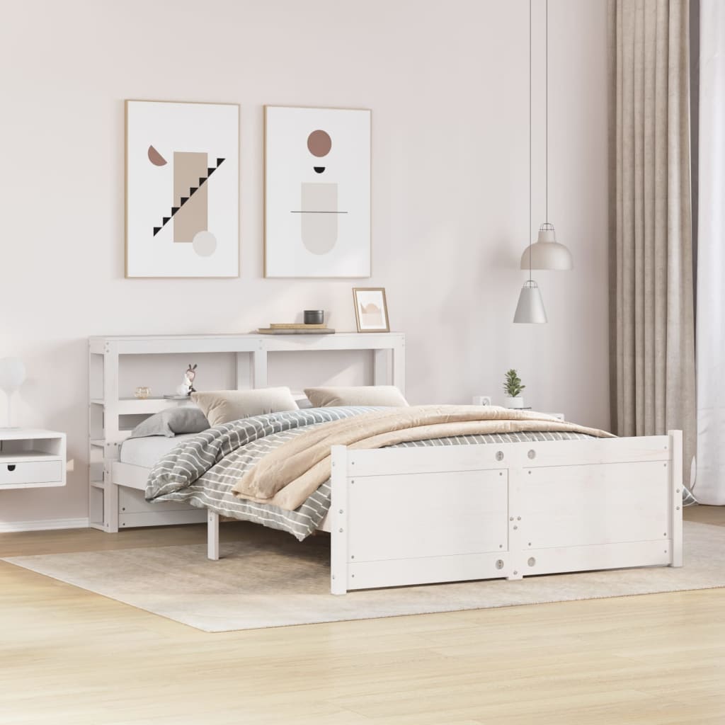 Bed Frame with Headboard Without Mattress White 150x200 cm