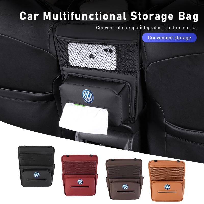 Emblems Car Seat Organizer Pocket Auto Seat Storage Bag Accessories For Volkswagen VW Polo Jetta Sagitar Magotan Passat B5 B6 B7