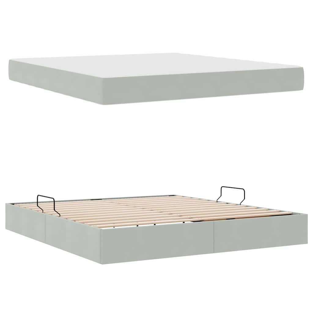 Storage Bed with Mattress Light Grey 160 x 200 cm Velvet