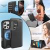 Leather Wallet Case for IPhone 17 Pro Air 15 14 13 12 16 Pro Max Plus Magsafe Case 2 in 1 Detachable Magnetic Flip Cover Holder