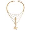 Shell Necklace European and American Jewelry Women's Ocean Holiday Necklace Conch Starfish Multilayer Stacked Collarbone Chain