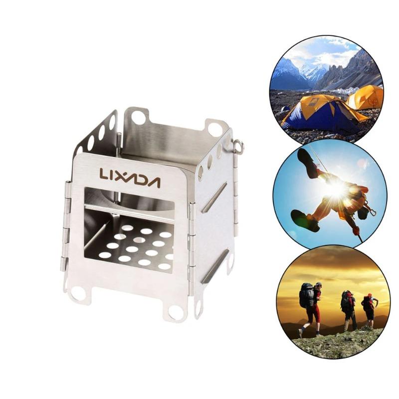 Camping Titanium Stove Lightweight Folding Wood Burning Stove Portable Outdoor Pocket Stove Backpack Style Cooking