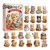 Cat Countdown Calendar Christmas Advent Calendar, 24 Day with Cute Ornaments, Festive Room Decor 2D Acrylic Kitty Holiday Decorations, Gift for Kids,