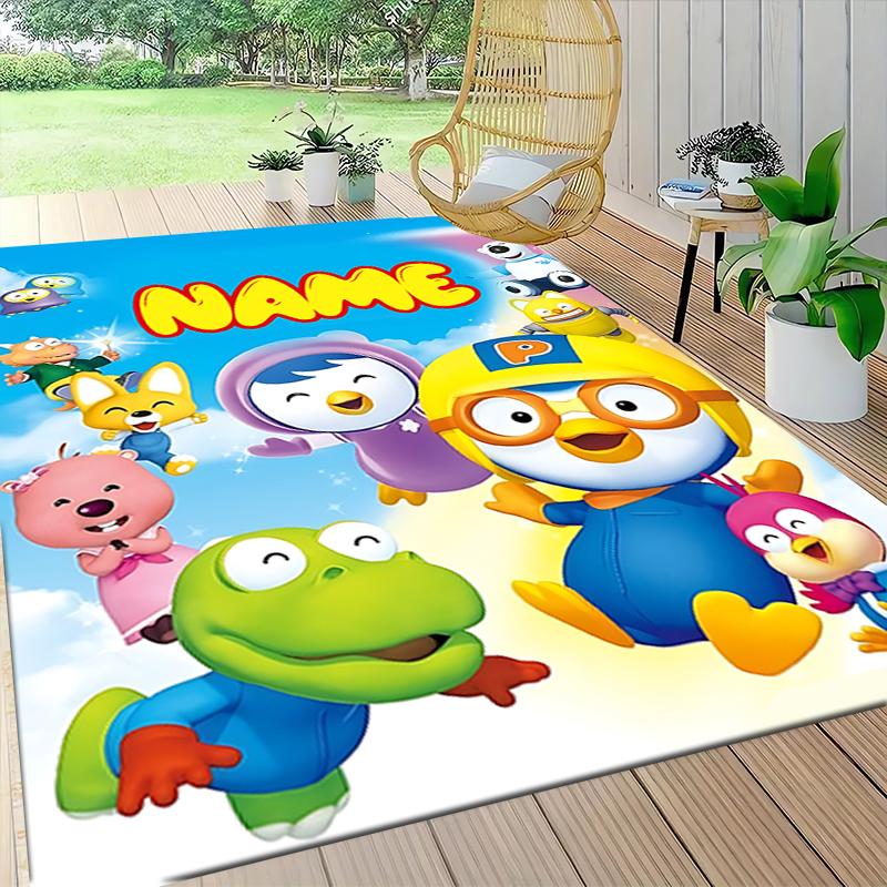 Custom Name Pororo Friends Adventure Carpet Rug Customizable Soft Washable Anti-Slip Home Living Room Sofa Mats Personalized Rug. 0909165