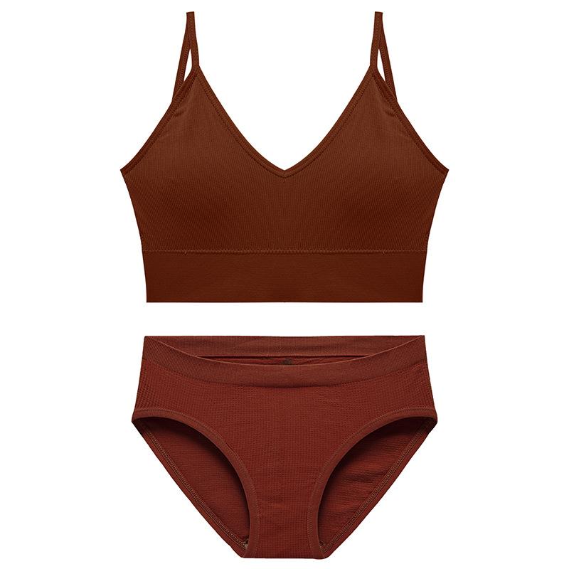 

Жіноча нижня білизна без сталевого кільця, сексуальна маленька грудь, зібрана краса, жилет без слідів, набір бюстгальтера великого розміру L темно-коричневого кольору