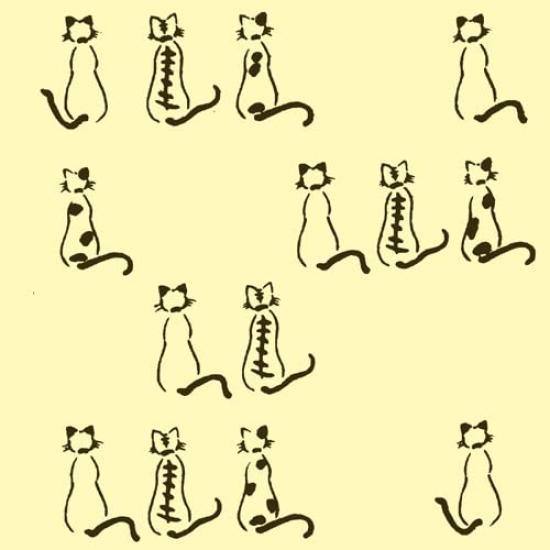 Anbo Dyeing Hand Towel Authentic Dyed Cotton Made In 35cm X 100cm "Cat Days, Beige" 100% Tokuoka, Japan,