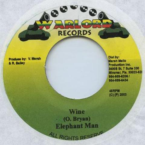 

7-дюймовая пластинка ELEPHANT MAN / MAD COBRA - Wine / Outta Dat Warlord Records 2003 Ямайка Регги, Ска и Даб