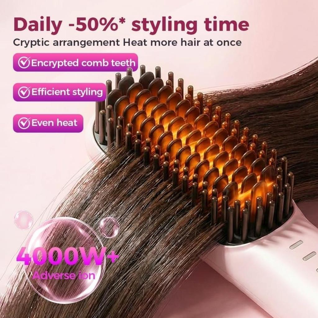 for Short Hair - 2026 Upgraded Cordless Straightening Brush with 30s Fast Heat, 4 Temperature Settings, Ionic & Ceramic Care, 4000mAh