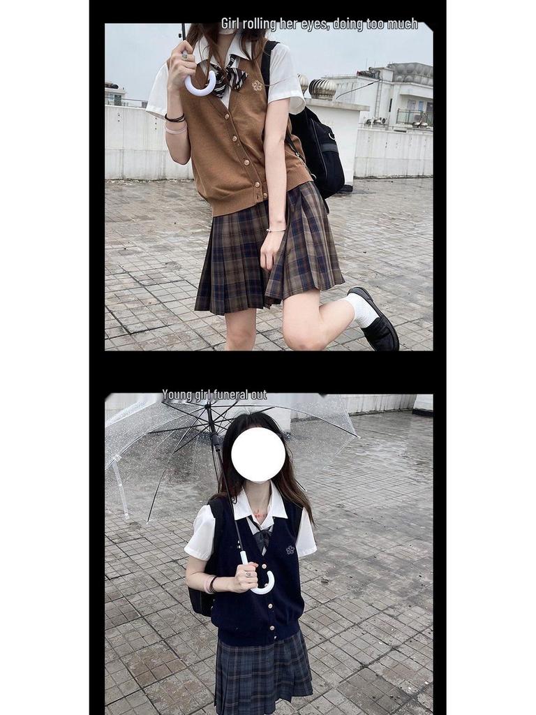 Original Takinogawa Gakuen Herbst Strick Cardigan Weste - Grauer Westenpullover für den Frühling