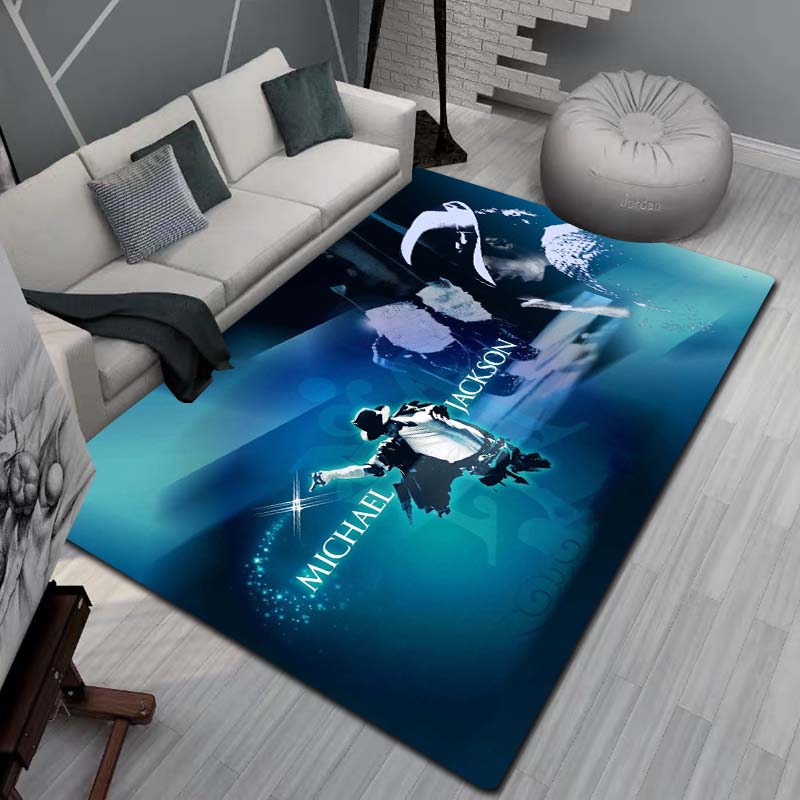 Tappeto Artistico 3D Moda MJ Michael Jackson King of Pop per Camera da Letto Soggiorno Divano Casa Zerbino Decorazione, Tappetino Pavimento Grande Antiscivolo per Bambini