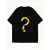 White Oversized T-Shirt With Colorful Question Mark Print For Casual Wear