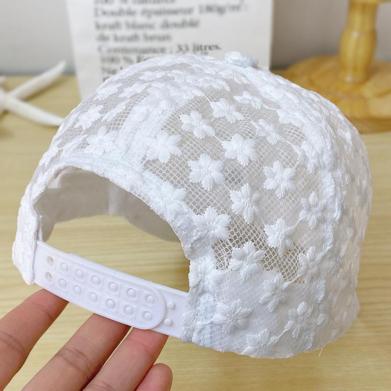 Women's Summer Lace Baseball Cap with Embroidered Floral Mesh - Korean Style Sun Protection Hat
