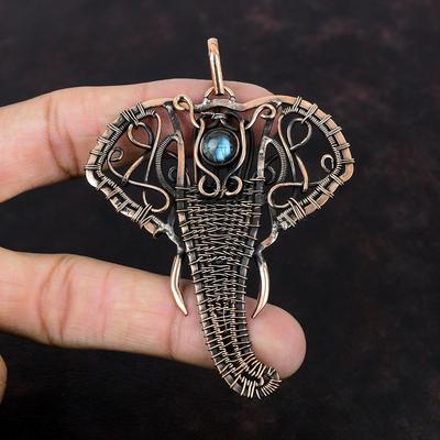 Labradorite Pendant Copper Wire Wrapped Pendant Copper Jewelry Elephant Pendant Stylish Pendant Gemstone Pendant For Gift Handmade Jewelry